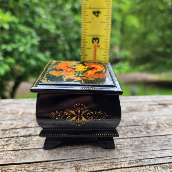 Hand-Painted Russian Fedoskino Lacquer Box Signed winter Troika Scenes - Picture 3 of 11